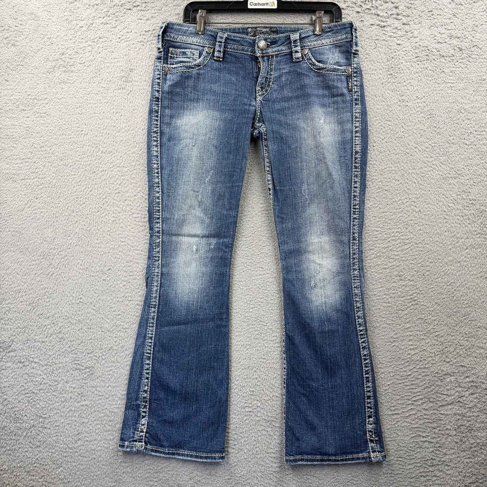 Silver Twisted Bootcut Jeans Women's 29x31 Blue Stretch Denim Low rise